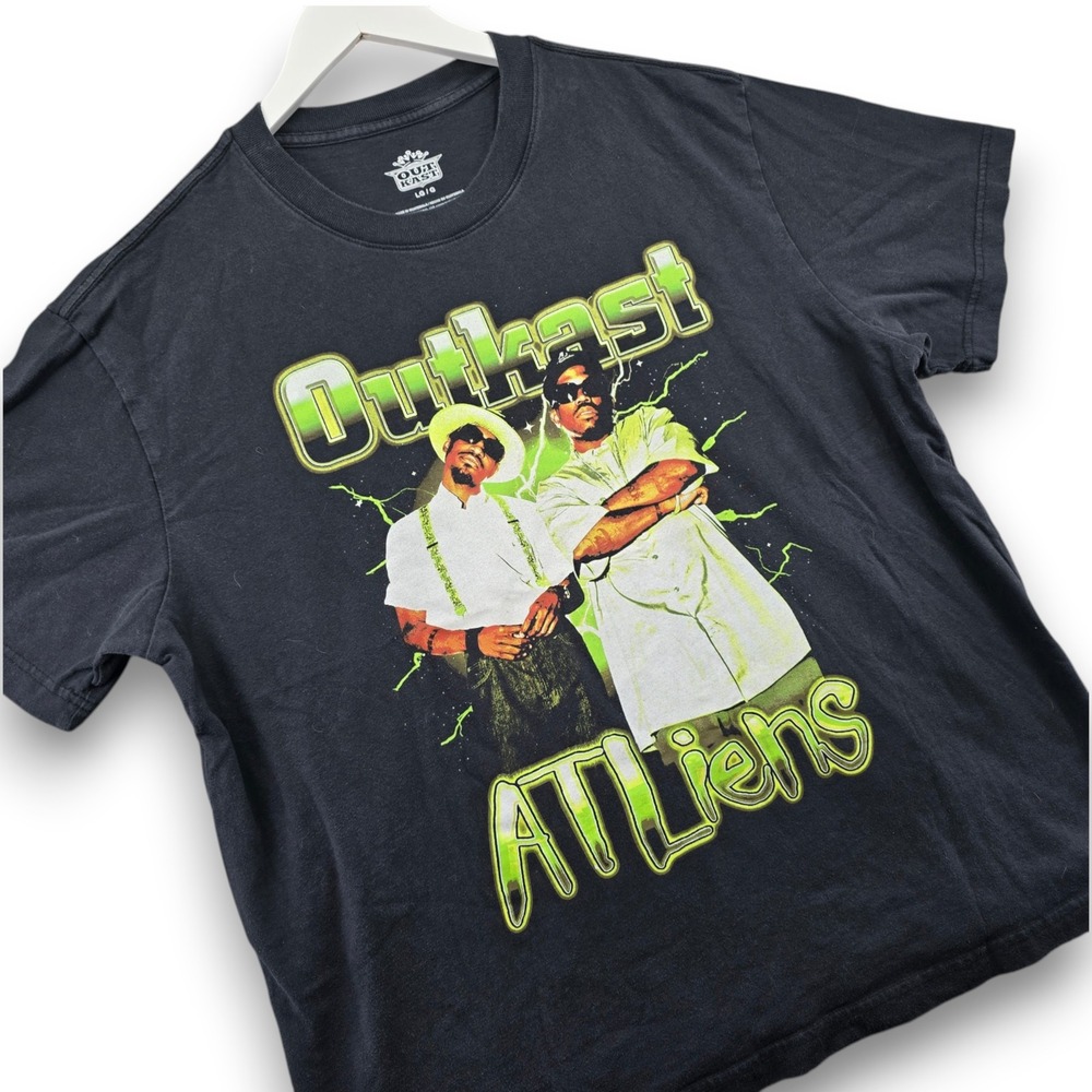 OutKast ATLiens T Shirt Mens Large Black Cotton Graphic Hip Hop Rap Tee S/S